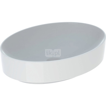Umywalka GEBERIT Variform owalna, biała, 550mm, bez otworu na baterię, stawiana na blat, bez odpływu przelewowego, bez półki