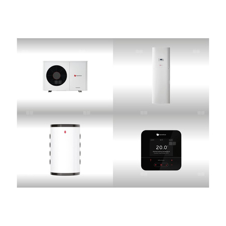 Pompa ciepła powietrzna powietrze-woda monoblok SAUNIER DUVAL GeniaAir HA 3-6 O 3.6 kW 230 V + Centrala grzewcza FEW 200/6 + Zasobnik buforowy VNR 100 + Regulator SRC 720