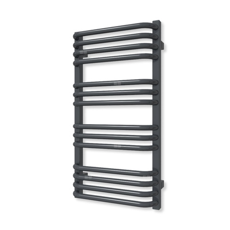 Grzejnik elektryczny TERMA ALEX 760 x 400 mm, kolor metaliczna czerń, moc 300 W, podłączenie E8, kabel prosty bez wtyczki z maskownicą czarny