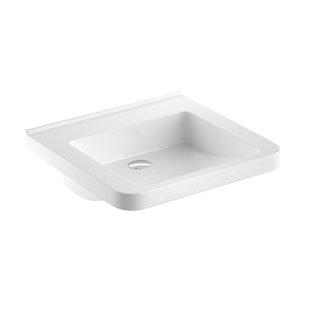 Umywalka GEBERIT Selnova Comfort prostokątna, biała, 550mm, bez otworu na baterię, bez odpływu przelewowego, półka od ściany