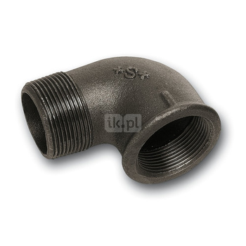 Kolano 90' SANHA 92#, żeliwo (czarny), 3'' (GW x GZ)