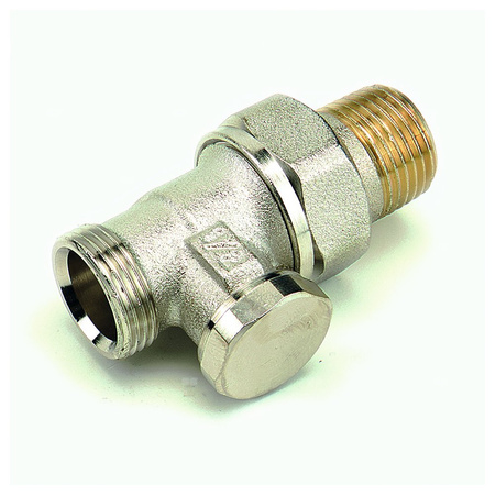 Zawór gwintowany, prosty, niklowany, regulacja nastawy i odcięcie przepływu 1/2" -3/4"Euro