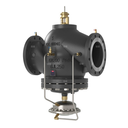 Zawór regulacyjny DANFOSS Żeliwo PN 16, pol. Kołnierz DN 200, natężenie przepływu 190 … 76m3/h od -10'C do 120'C, niezależny od ciśnienia