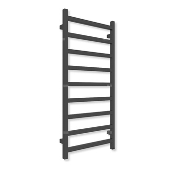 Grzejnik elektryczny TERMA SIMPLE ONE 1080 x 500 mm, kolor czarny sygnałowy RAL9004, moc 400 W, podłączenie E1, kabel spiralny z wtyczką czarny