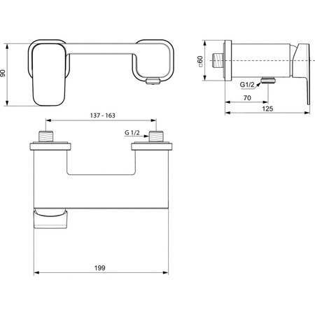Bateria natryskowa natynkowa 197x125x90 mm 23 l/min (3 bar) - TONIC II