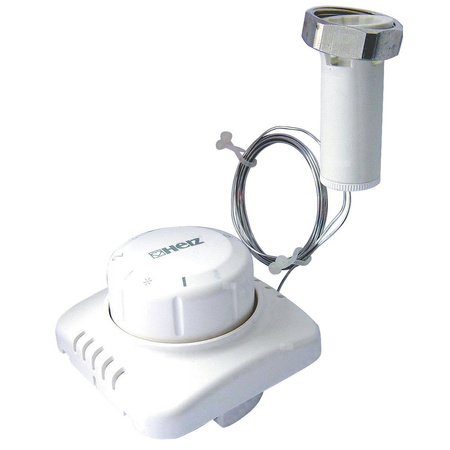 Głowica termostatyczna HERZ Design, zakres reg. 2-28'C, przyłącze M 28 x 1,5, kolor biały, z czujnikiem zdalnym