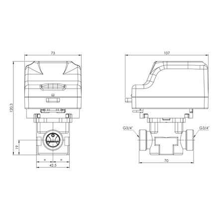 2-drogowy zawór strefowy AZV 452, DN15, G3/4", Kvs 10, 230 V AC, NO