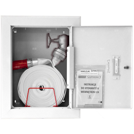 Hydrant DN 52 wnękowy z kołyską, wąż 2x20 m, gł. 240 mm, zamek patent, RAL 9003