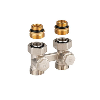 Zawór Verafix-VK, kątowy, podwójny z nastawą wstępną i funkcją odwodnienia, przyłącze 3/4”, Euroconus