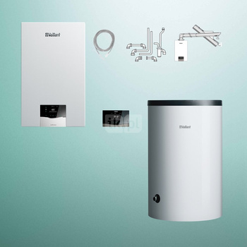 Pakiet - Kocioł gazowy jednofunkcyjny VAILLANT ecoTEC plus VC 15CS/1-5 kondensacyjny wiszący 2.8 - 16.4 kW+ Zestaw powietrzno-spalinowy + RegulatorsensoCOMFORT 720 + Zasobnik c.w.uVIH R 200/6 B