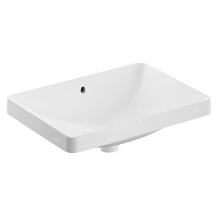 Umywalka GEBERIT Variform prostokątna, biała / KeraTect, 550mm, bez otworu na baterię, wpuszczana w blat, z odpływem przelewowym, bez półki