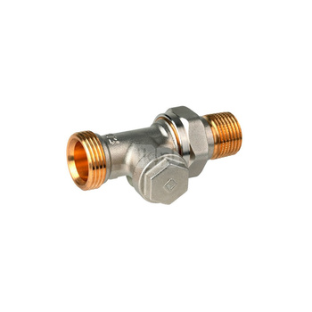 Zawór powrotny VERAFIX-E, prosty, 1/2”, gwint zewnętrzny, ze złączką do grzejnika z uszczelnieniem metal-metal