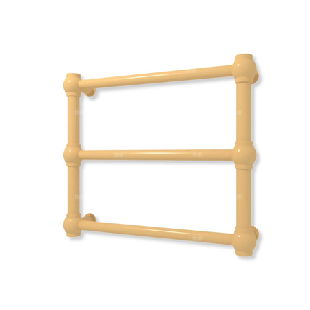 Grzejnik elektryczny TERMA RETRO 430 x 500 mm, kolor szczotkowany mosiądz, moc 120 W, podłączenie E1, kabel prosty bez wtyczki z maskownicą żółty