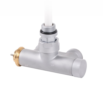 Zawór termostatyczny kątowy z rurką zanurzeniową 50 oś CYLINDER, Prawy, GZ 1/2"-GZ 3/4", Satyna, (V86210RSX)