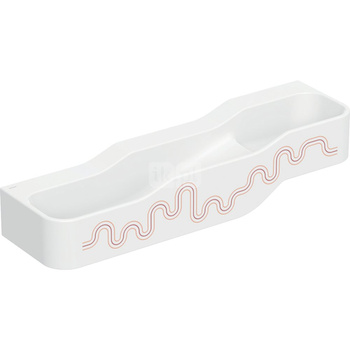 Umywalka GEBERIT Bambini 3-stanowiskowa prostokątna (rynna, elementy dekoracyjne), biała, 1400mm, bez otworu na baterię, bez odpływu przelewowego, półka od ściany