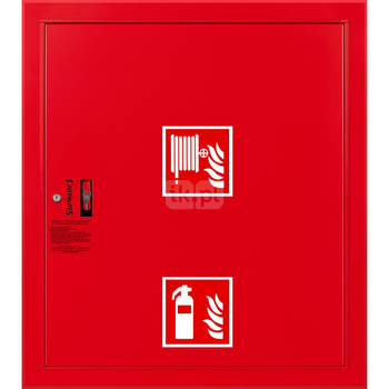 Hydrant DN 25 wnękowy z miejscem na gaśnicę pod zwijadłem, wąż 20 m, zamek patent, RAL 3000