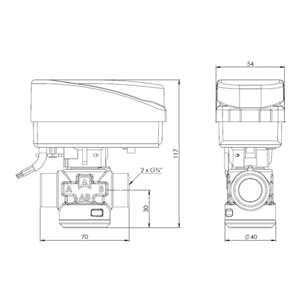 Zawór regulacyjny dwudrożny AFRISO AZV 452, 3/4'' x 3/4'' (GZ), Kvs: 11 m3/h