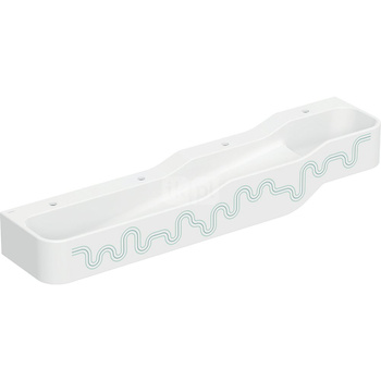 Umywalka GEBERIT Bambini 4-stanowiskowa prostokątna (rynna, elementy dekoracyjne), biała, 1800mm, otwór na baterię na środku (x4), bez odpływu przelewowego, półka od ściany