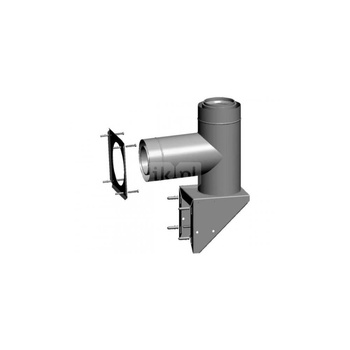 Zewnętrzna konsola ścienna dla rury pow.-spalinowej DN80/125 stal szlachetna / polypropylen razem z rozetą zewnętrzną i zaczepami