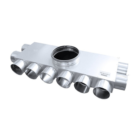 Rozdzielacz TopFlex Metal kątowy jednorzędowy z izolacją wewnętrzną DN160/przyłącza 10 x DN75 (2+6+2)