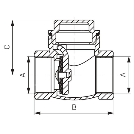 Zawór zwrotny FERRO z klapą 1/2'' GW PN 16 max. 100'C
