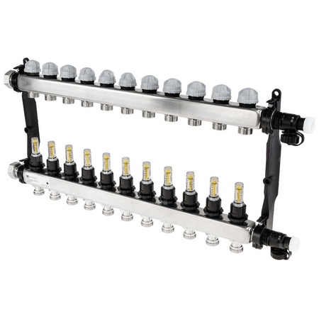 Rozdzielacz do ogrzewania podłogowego AFRISO ProCalida VA 1C 11-obieg. stal nierdzewna GZ 1'' x euroconus 3/4''