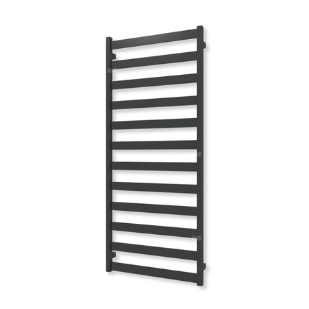 Grzejnik elektryczny TERMA VIVO ONE 1390 x 600 mm, kolor czarny jak kruk mat RAL9005, moc 600 W, podłączenie E8, kabel spiralny z wtyczką szary