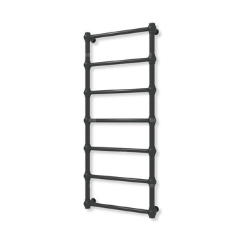 Grzejnik elektryczny TERMA RETRO 1170 x 500 mm, kolor czarny jak kruk mat RAL9005, moc 300 W, podłączenie E8, kabel prosty bez wtyczki z maskownicą czarny