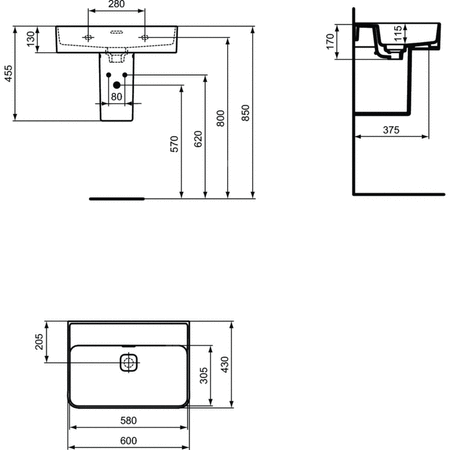 STRADA II UMYWALKA 60 CM B/O