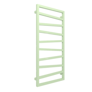 Grzejnik elektryczny TERMA ZIGZAG 1070 x 500 mm, kolor zielony pastelowy RAL6019, moc 400 W, podłączenie E1, kabel prosty bez wtyczki z maskownicą biały