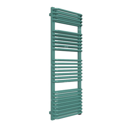 Grzejnik elektryczny TERMA TYTUS ONE 1260 x 440 mm, kolor miętowy turkusowy RAL6033, moc 1000 W, podłączenie E1, kabel prosty bez wtyczki czarny
