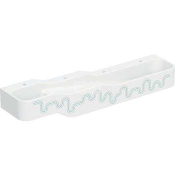 Umywalka GEBERIT Bambini 4-stanowiskowa prostokątna (rynna, elementy dekoracyjne), biała, 1800mm, otwór na baterię na środku (x4), bez odpływu przelewowego, półka od ściany