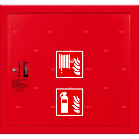 Hydrant DN 52 wnękowy ze zwijadłem, z miejscem na gaśnicę solo, wąż 20 m, zamek patent, RAL 3000