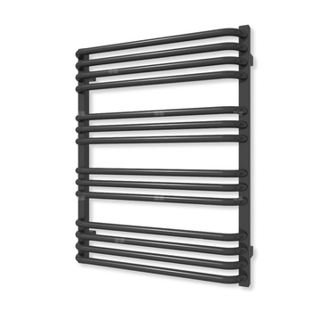 Grzejnik elektryczny TERMA ALEX 760 x 600 mm, kolor czarny sygnałowy RAL9004, moc 600 W, podłączenie E1, kabel spiralny z wtyczką czarny