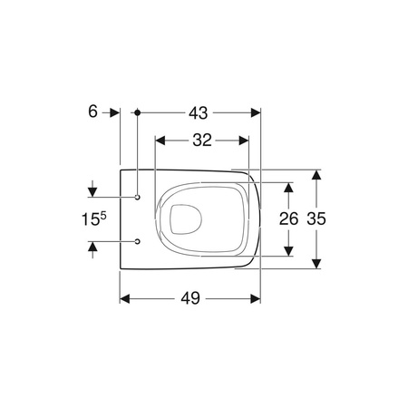 Deska sedesowa Geberit Selnova Compact, kształt geometryczny, mocowanie od góry: Wolne opadanie=Nie, Zawiasy wypinane=Nie, Mocowanie=Od góry, Biały / Błyszczący