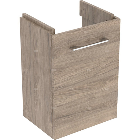 Dolna szafka pod umywalkę kompaktową Geberit Selnova Square, z jednymi drzwiami: Szerokość umywalki=45cm, Orzech włoski hickory