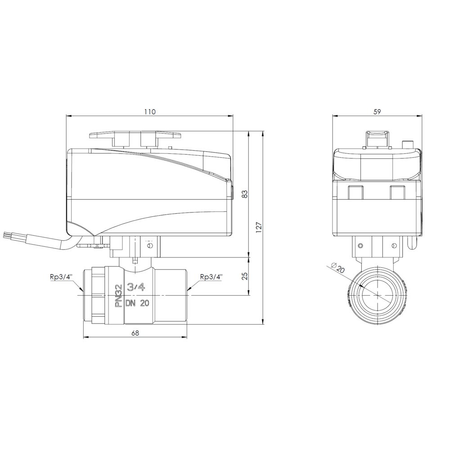 Zawór wodny AFRISO BEV 230 V AC GW 3/4'' x GW 3/4''
