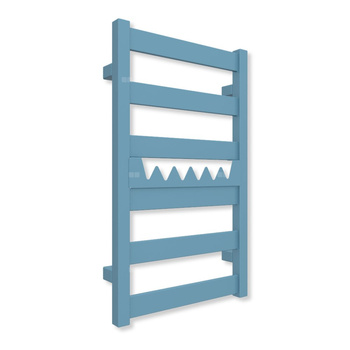 Grzejnik elektryczny TERMA VIVO 670 x 400 mm, kolor niebieski pastelowy RAL5024, moc 200 W, podłączenie E1, kabel prosty bez wtyczki z maskownicą biały
