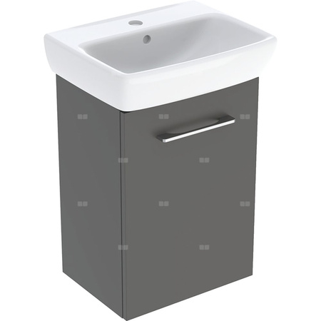 Geberit Selnova Square Zestaw szafki pod umywalkę , B45cm, H64.9cm, T35cm, z jednymi drzwiami, lava, z umywalką kompaktową, z przelewem, z otworem na baterię