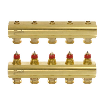 Rozdzielacz 5+5 Danfoss BIV, mosiądz