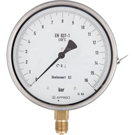 Manometr z rurką Bourdona AFRISO RF precyzyjny F 0/400 bar G1/2B aksjalne fi 160 mm, kl. 0.6%