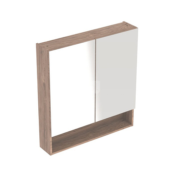 Geberit Selnova Square Szafka z lustrem, B78.8cm, H85cm, T17.5cm, z dwojgiem drzwi, orzech włoski hickory