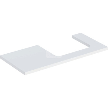 Blat pod umywalkę Geberit ONE z wycięciem, do prostokątnej umywalki nablatowej: B=104.2cm, Biały, Przekrój=Prawa strona, Lakierowany matowy