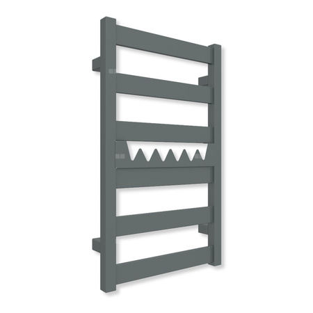 Grzejnik elektryczny TERMA VIVO 670 x 400 mm, kolor grafit, moc 200 W, podłączenie E8, kabel spiralny z wtyczką srebrzysty