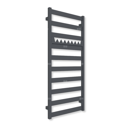 Grzejnik elektryczny TERMA VIVO 1150 x 500 mm, kolor metaliczna czerń, moc 400 W, podłączenie E1, kabel prosty bez wtyczki z maskownicą czarny