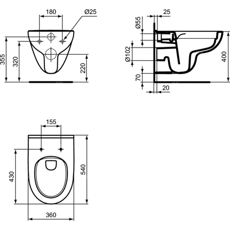IS I.LIFE A Miska wisząca BEZRANTOWA+