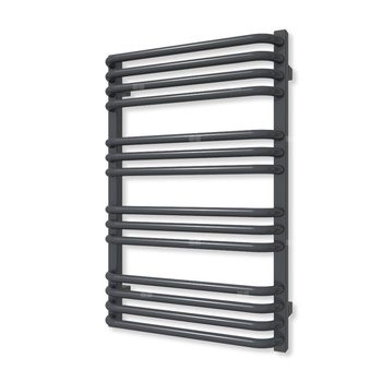 Grzejnik elektryczny TERMA ALEX 760 x 500 mm, kolor metaliczny szary, moc 400 W, podłączenie E8, kabel spiralny z wtyczką czarny