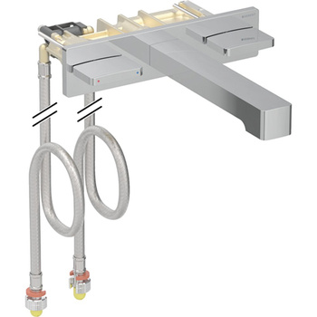 Bateria umywalkowa Geberit ONE, kształt geometryczny, ścienna, z mieszaczem, do podtynkowej skrzynki funkcyjnej, L18 cm, chrom