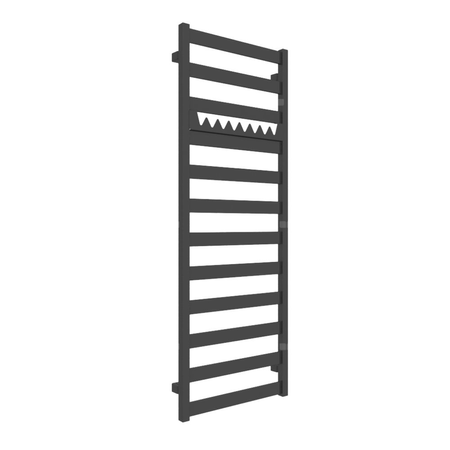 Grzejnik elektryczny TERMA VIVO 500 x 1390 mm, kolor heban, moc 600 W, podłączenie E8, kabel prosty bez wtyczki z maskownicą srebrzysty