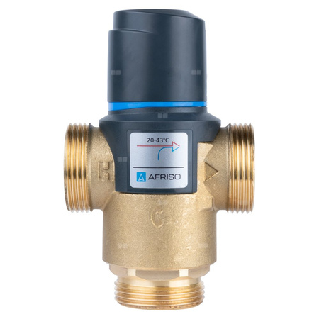Zawór regulacyjny termostatyczny do wody ciepłej AFRISO ATM 881 mosiądz GZ 1 1/4'', DN 25, zakres temp. 20-43'C, Kvs 4.2 m3/h, maksymalna temperatura 90'C, maksymane ciśnienie 10 bar